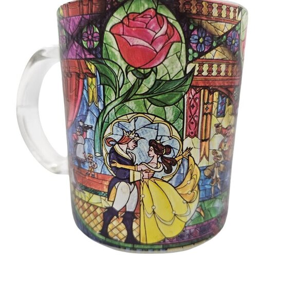 Disney Beauty & The Beast Belle Rose Window 17.5 Oz Stained Glass Coffee Tea Mug - Picture 10 of 17